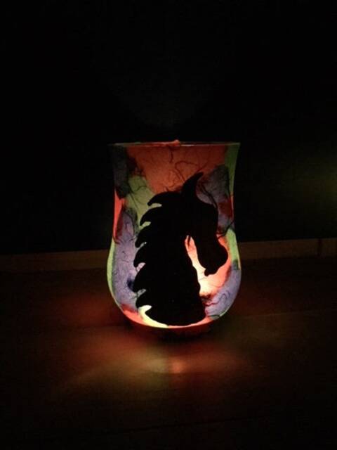 Dragon Night Light Silhouette Candle Holder Hand Made Dragon, Glass Tea - image 1
