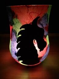 Dragon Night Light Silhouette Candle Holder Hand Made Dragon, Glass Tea - thumbnail 2