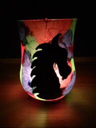 Dragon Night Light Silhouette Candle Holder Hand Made Dragon, Glass Tea - thumbnail 3