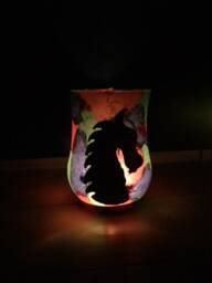 Dragon Night Light Silhouette Candle Holder Hand Made Dragon, Glass Tea