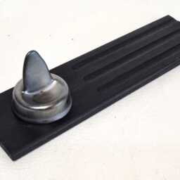 Handcrafted Wood Pocket Watch Stand With Pen Rest, Rustic Ebonised Wood Desk Display - thumbnail 2