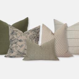 Bed Pillow Covers, Olive Set, Combinations Bed, Blush Pillows, Throw Pillows For Bedroom Green, Cream -- Clara - thumbnail 2