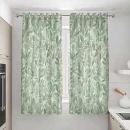 Green Botanical Leaf Curtains, Nature Inspired Window Drapes, Custom Made Panels For Living Room Or Bedroom - thumbnail 3