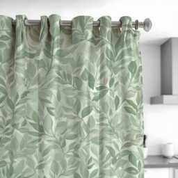 Green Botanical Leaf Curtains, Nature Inspired Window Drapes, Custom Made Panels For Living Room Or Bedroom - thumbnail 2