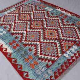 5x7 Geometric Design Kilim Rug, Boho Afghan Handmade Wool Flatweave Natural Veg Dyes Oriental Area Bedroom Living Room - thumbnail 2