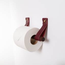 Leather Toilet Paper Holder Kit With Wood Dowel Walnut Or Birch Simple Loo Roll Holder Minimalist Leather Strap Hooks Rustic Bathroom Decor - thumbnail 4