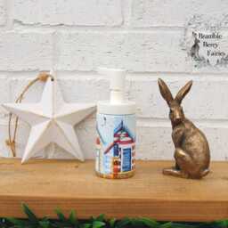 Soap Dispenser Hand Wash Beach Huts Hut House Seaside Nautical Coast Decoupaged Glass Handmade - thumbnail 4