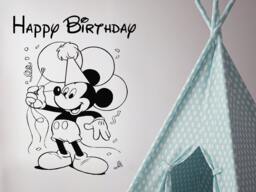 Happy Birthday Wall Decals Mickey Mouse Art Vinyl Sticker Home Decor Mural Decal Baby Room Decoranion Nursery Boy Bedroom Ms361 - thumbnail 1