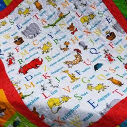 Dr Seuss Baby Quilt Abc, Unisex, Crib Bedding, Nursery Decor, Bedding - thumbnail 2