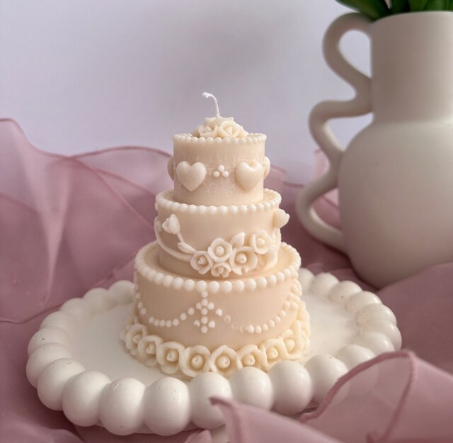Handmade Birthday Cake Soy Wax Candle Elegant Home Decor - image 1