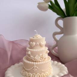 Handmade Birthday Cake Soy Wax Candle Elegant Home Decor - thumbnail 2