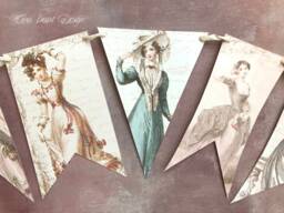Jane Austen Inspired Regency Glitter Bunting Flag Garland , Classroom Decor Bookworm Gift Literary Banner - thumbnail 1