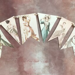 Jane Austen Inspired Regency Glitter Bunting Flag Garland , Classroom Decor Bookworm Gift Literary Banner - thumbnail 2