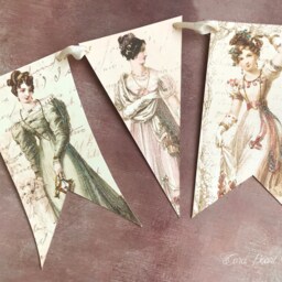Jane Austen Inspired Regency Glitter Bunting Flag Garland , Classroom Decor Bookworm Gift Literary Banner - thumbnail 3