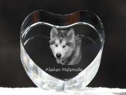 Alaskan Malamute, Crystal Heart With Dog, Souvenir, Decoration, Limited Edition, Collection - thumbnail 1