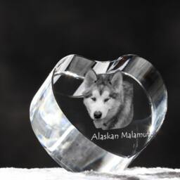 Alaskan Malamute, Crystal Heart With Dog, Souvenir, Decoration, Limited Edition, Collection - thumbnail 3