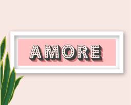 Framed Amore Print, Valentines Presents Sign, Love Sign Wall Decor, Slogan Paper Anniversary Present - thumbnail 1