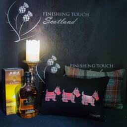 Scottie Dog Cushion For Dog Lover Or Scottish Gift With Tartan Back Made in Abraham Moon Wool Fabric - thumbnail 2