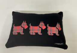 Scottie Dog Cushion For Dog Lover Or Scottish Gift With Tartan Back Made in Abraham Moon Wool Fabric - thumbnail 1