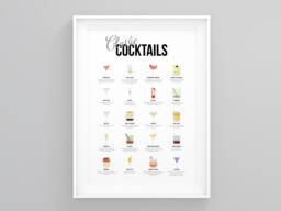 Classic Cocktails Drinks Poster, Framed Cocktail Print, Kitchen Prints, Home Decor, Wall Art For Bar, Recipes Mixology - thumbnail 1