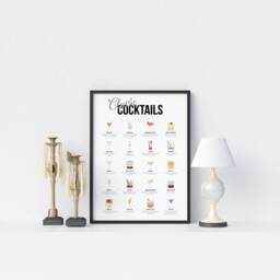 Classic Cocktails Drinks Poster, Framed Cocktail Print, Kitchen Prints, Home Decor, Wall Art For Bar, Recipes Mixology - thumbnail 3