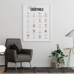 Classic Cocktails Drinks Poster, Framed Cocktail Print, Kitchen Prints, Home Decor, Wall Art For Bar, Recipes Mixology - thumbnail 2