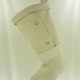 Christmas Stocking Boiled Wool Felt Ivory Off White Almond Cream Snaps Ooak Jones New York Signature Recycled Repurposed Upcycled 975 - thumbnail 2