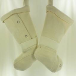 Christmas Stocking Boiled Wool Felt Ivory Off White Almond Cream Snaps Ooak Jones New York Signature Recycled Repurposed Upcycled 975 - thumbnail 4