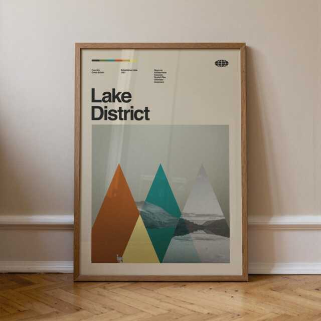 Lake District National Park Poster, Mid-Century Modern Art Print - image 1