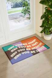 Elizabeth Olwen May You Be Happy Indoor Outdoor Doormat - Positive Quote Entrance Rug Colourful Home Decor Gift 90x60cm