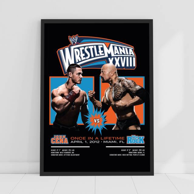Wwe Print - John Cena The Rock Wrestlemania Poster Wrestling Wall Art - image 1