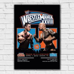 Wwe Print - John Cena The Rock Wrestlemania Poster Wrestling Wall Art - thumbnail 2