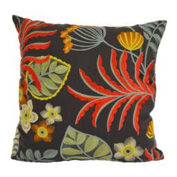 Jane Churchill - Samba Charcoal Designer Tropical Embroidered Cushion Cover Handmade Home Decor Luxury Throw Pillow - thumbnail 2