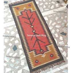 Handmade Wool Jute Runner Rug Multicolor Geometric Shape Navajo Bohemian Large Area Hallway Rug, Laundry Indoor Entryway - thumbnail 4