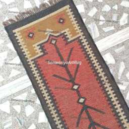 Handmade Wool Jute Runner Rug Multicolor Geometric Shape Navajo Bohemian Large Area Hallway Rug, Laundry Indoor Entryway - thumbnail 1