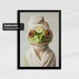 Frog Beauty Care Towel Bath Tub Framed Poster Print & Canvas Wall Decor Art Painting Bedroom Home Bathroom Funny Animal Lover Gift - thumbnail 2