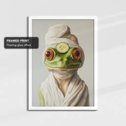 Frog Beauty Care Towel Bath Tub Framed Poster Print & Canvas Wall Decor Art Painting Bedroom Home Bathroom Funny Animal Lover Gift - thumbnail 3