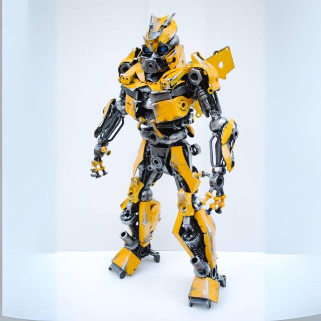 B-Robot - 26.38 Inch High - Damage Version, Scrap Metal Sculpture, Recycled Steel Art - Man Cave - image 1