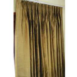 "Pair Of Earthy Green Silk Curtain Panels 26""x96" - thumbnail 3