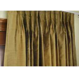 "Pair Of Earthy Green Silk Curtain Panels 26""x96" - thumbnail 2