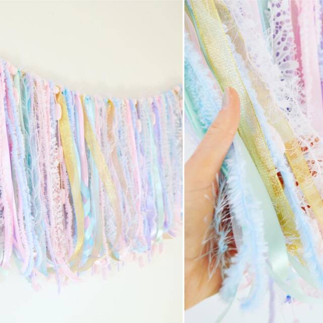 Custom Colours - Luxury Ribbon Garland For Nursery Decor, Reusable Bunting, Party, Photography Backdrop - image 1