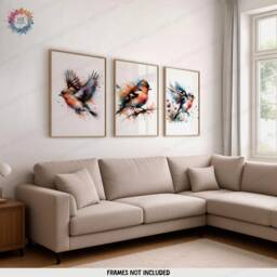 Chaffinch Print Set - 3 Wall Art Posters - Bird Home Decor Watercolour Painting Design Chaffinches Artwork Nature Prints Finch Gift - thumbnail 2
