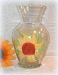 Hand Painted Sunflower Flower Vase, Summer Country Decor, Wedding Table Centerpiece, Housewarming Gift - thumbnail 2