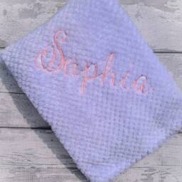 Personalized Embroidered Baby Blanket Soft Waffle Weave Swaddle - thumbnail 3