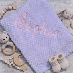Personalized Embroidered Baby Blanket Soft Waffle Weave Swaddle - thumbnail 2