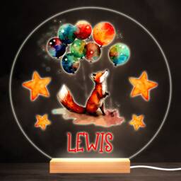 Fox Balloons Cute Animal Colourful Round Personalised Gift Led Lamp Night Light - Bedroom - thumbnail 1
