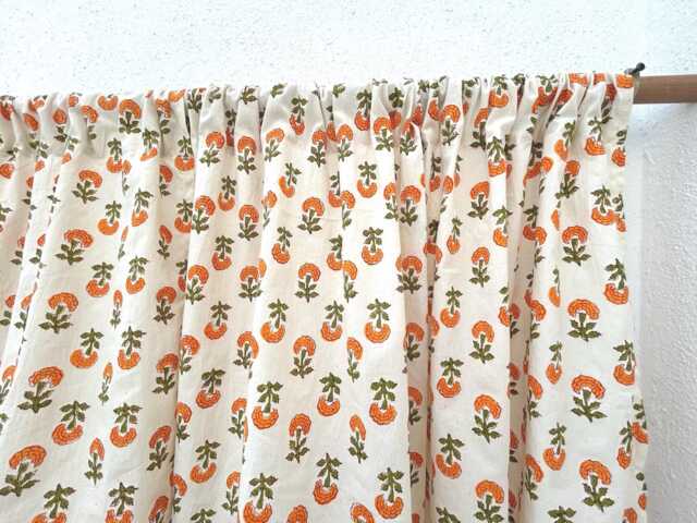 Orange Marigold Valance, Cafe Curtains, Small Size Kitchen Customisable Sizes On Request - image 1