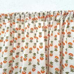 Orange Marigold Valance, Cafe Curtains, Small Size Kitchen Customisable Sizes On Request - thumbnail 3