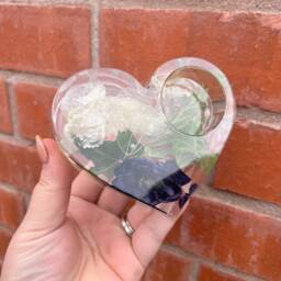 Flower Preservation Heart Tea Light Holder Resin Memorial Keepsake - thumbnail 3