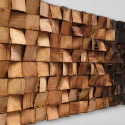 Reclaimed Wood Mosaic Wall Art - Handmade Geometric Decor - thumbnail 2